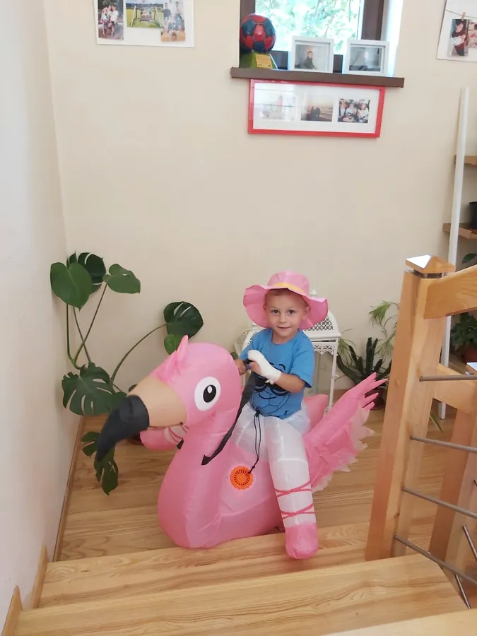 Nadmuchiwany Kostium Jadącego na Flamingu dla dzieci