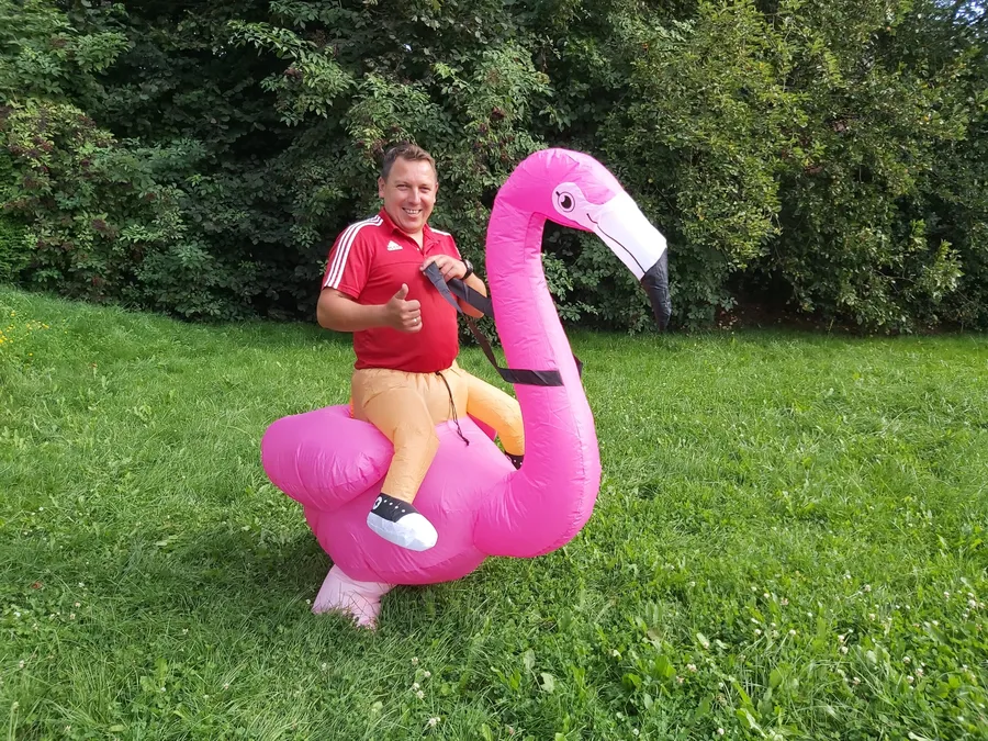 Nadmuchiwany Kostium Jadącego na Flamingu nr 1